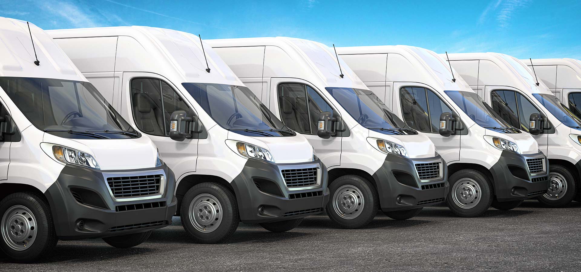 White work vans with blue sky RM auto leasing